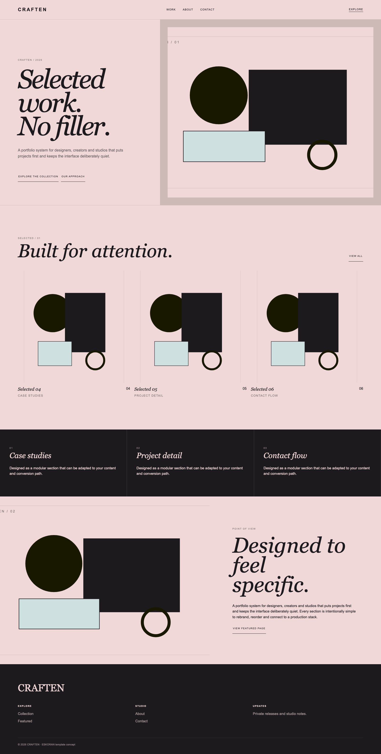 Screenshot reale di Palette: pagina intera del template, tema chiaro