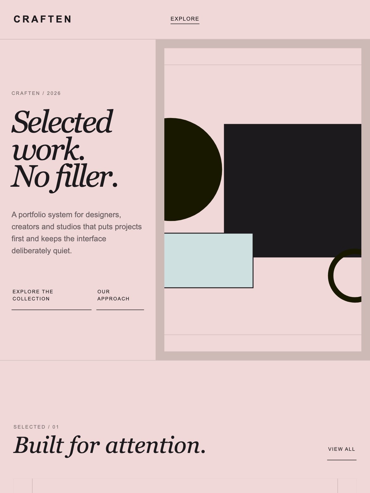 Screenshot reale di Palette su tablet: home del template