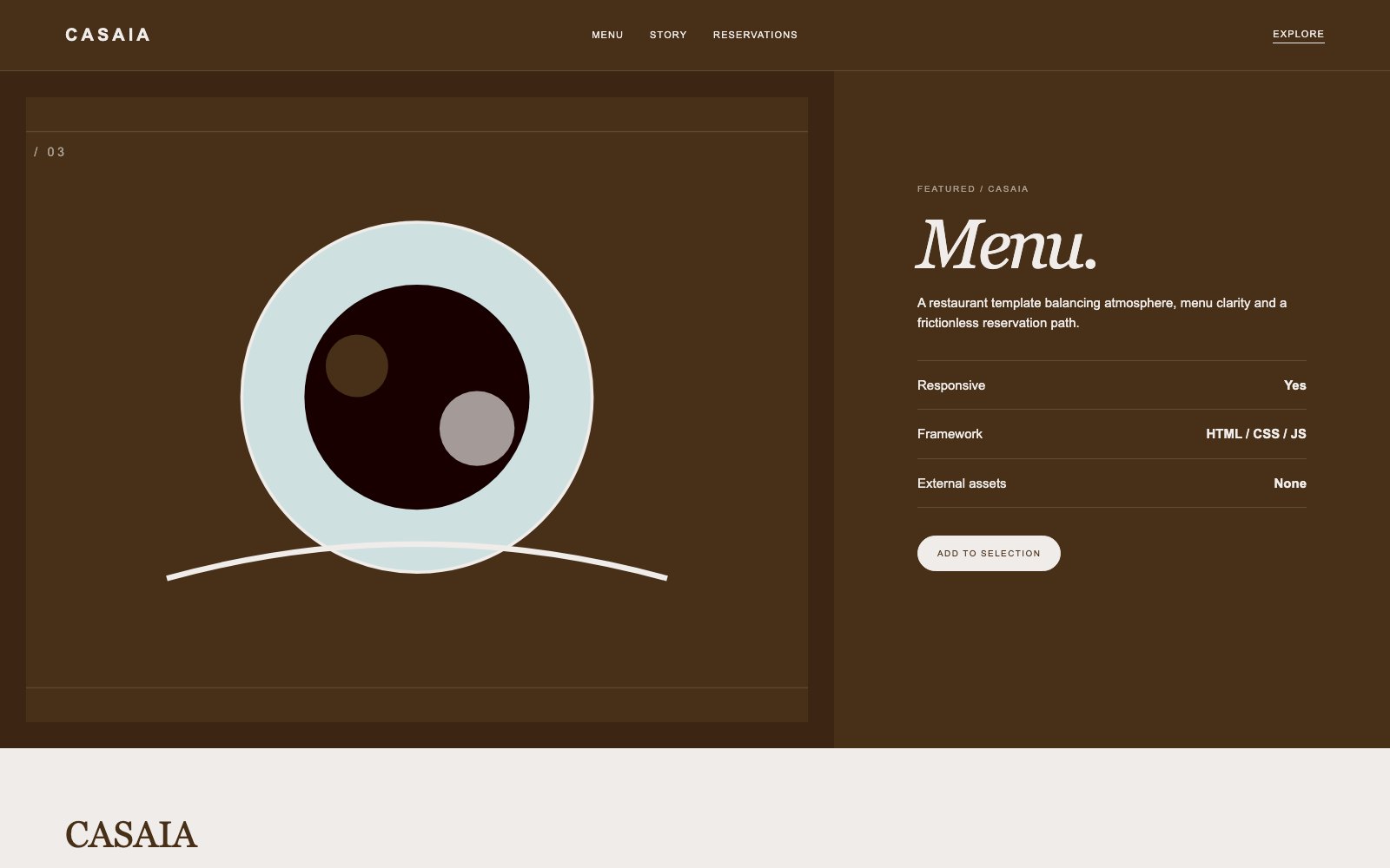 Screenshot reale di Pantry: pagina di dettaglio del template