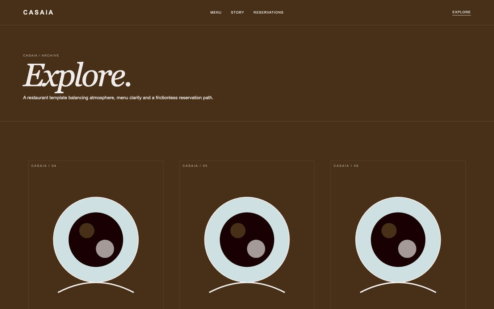 Screenshot reale di Pantry: pagina elenco del template