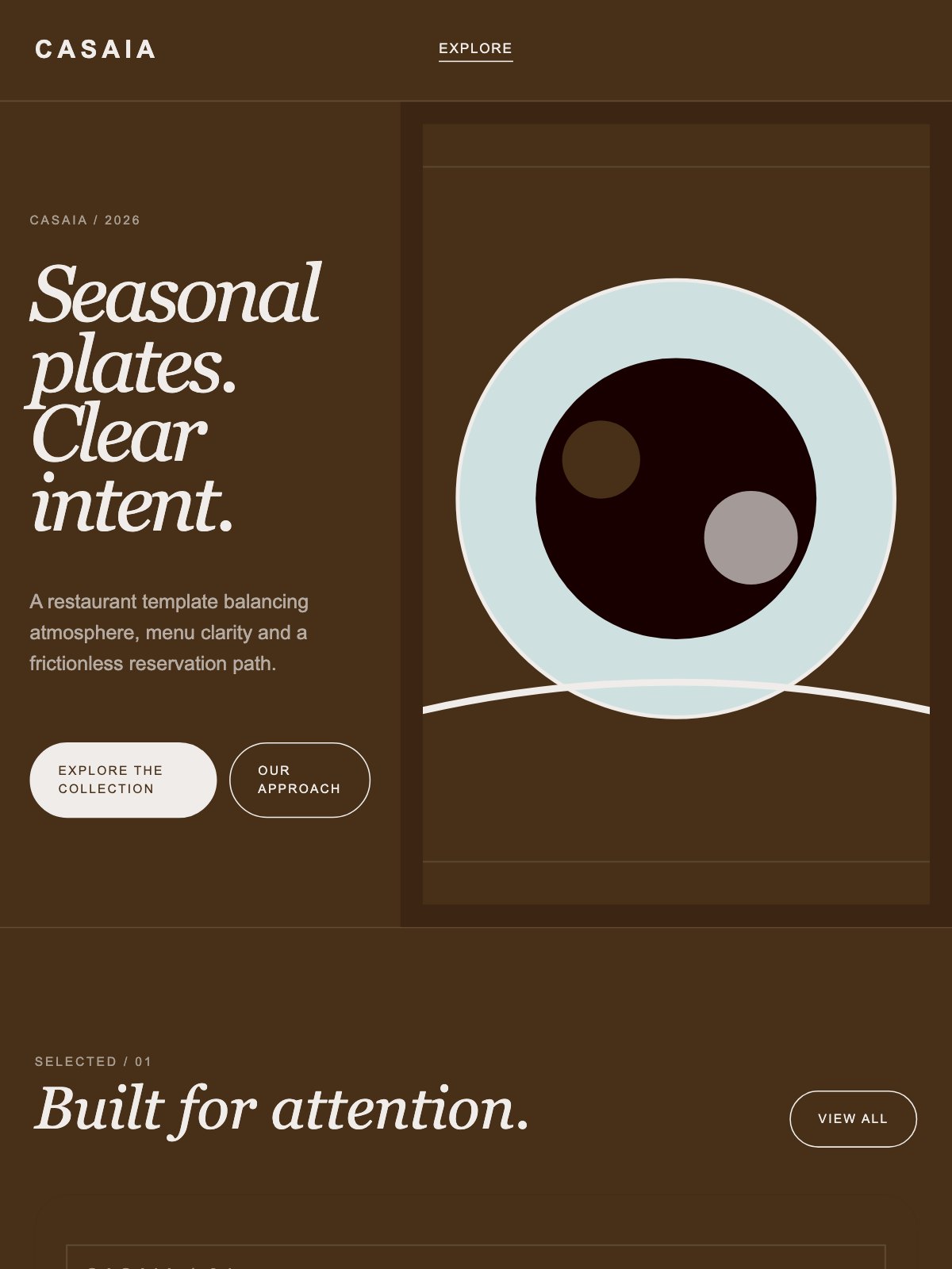 Screenshot reale di Pantry su tablet: home del template