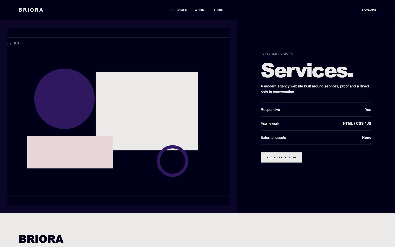 Screenshot reale di Prime: pagina di dettaglio del template
