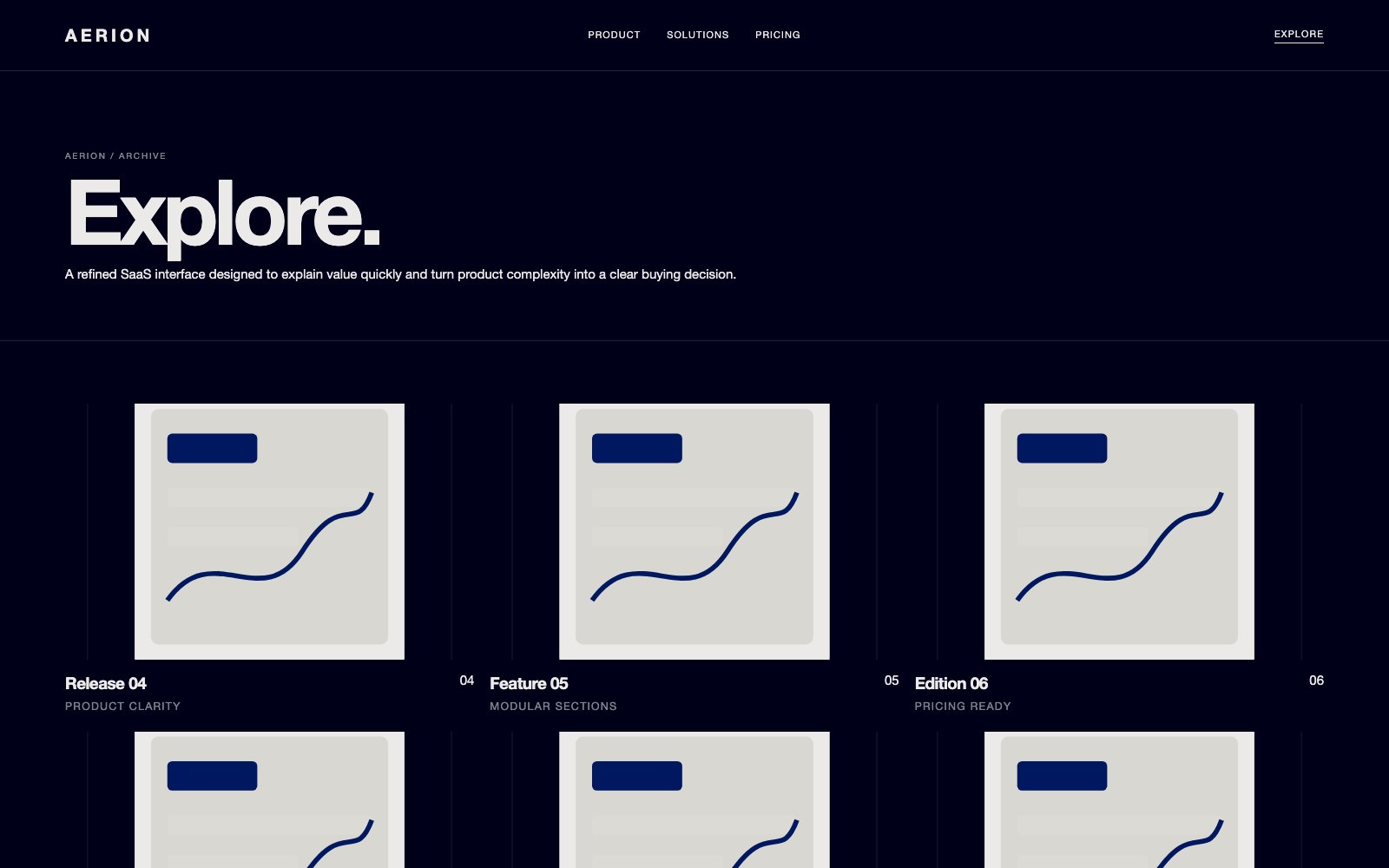 Screenshot reale di Pulse: pagina elenco del template