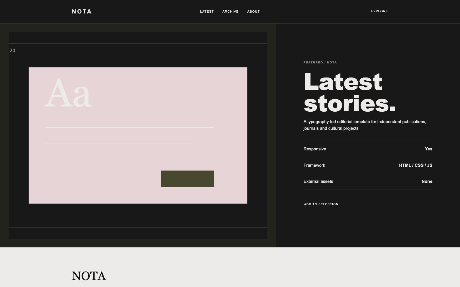 Screenshot reale di Quill: pagina di dettaglio del template