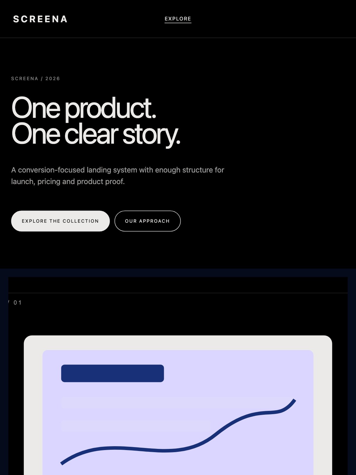 Screenshot reale di Rise su tablet: home del template