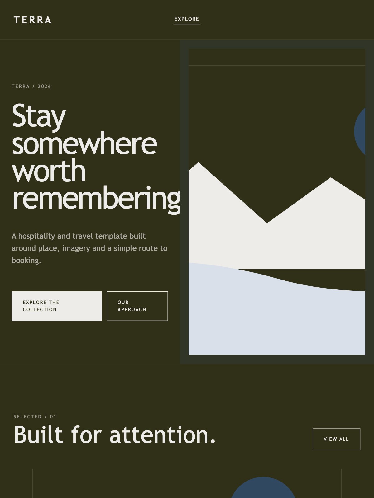 Screenshot reale di Roam su tablet: home del template