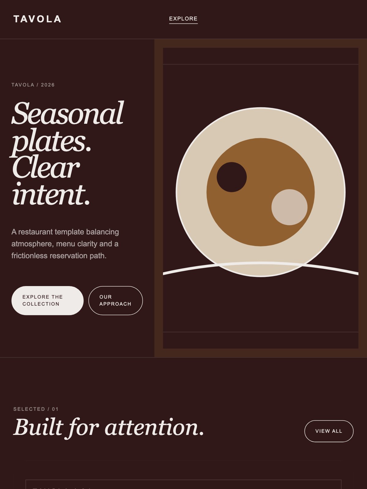 Screenshot reale di Saffron su tablet: home del template