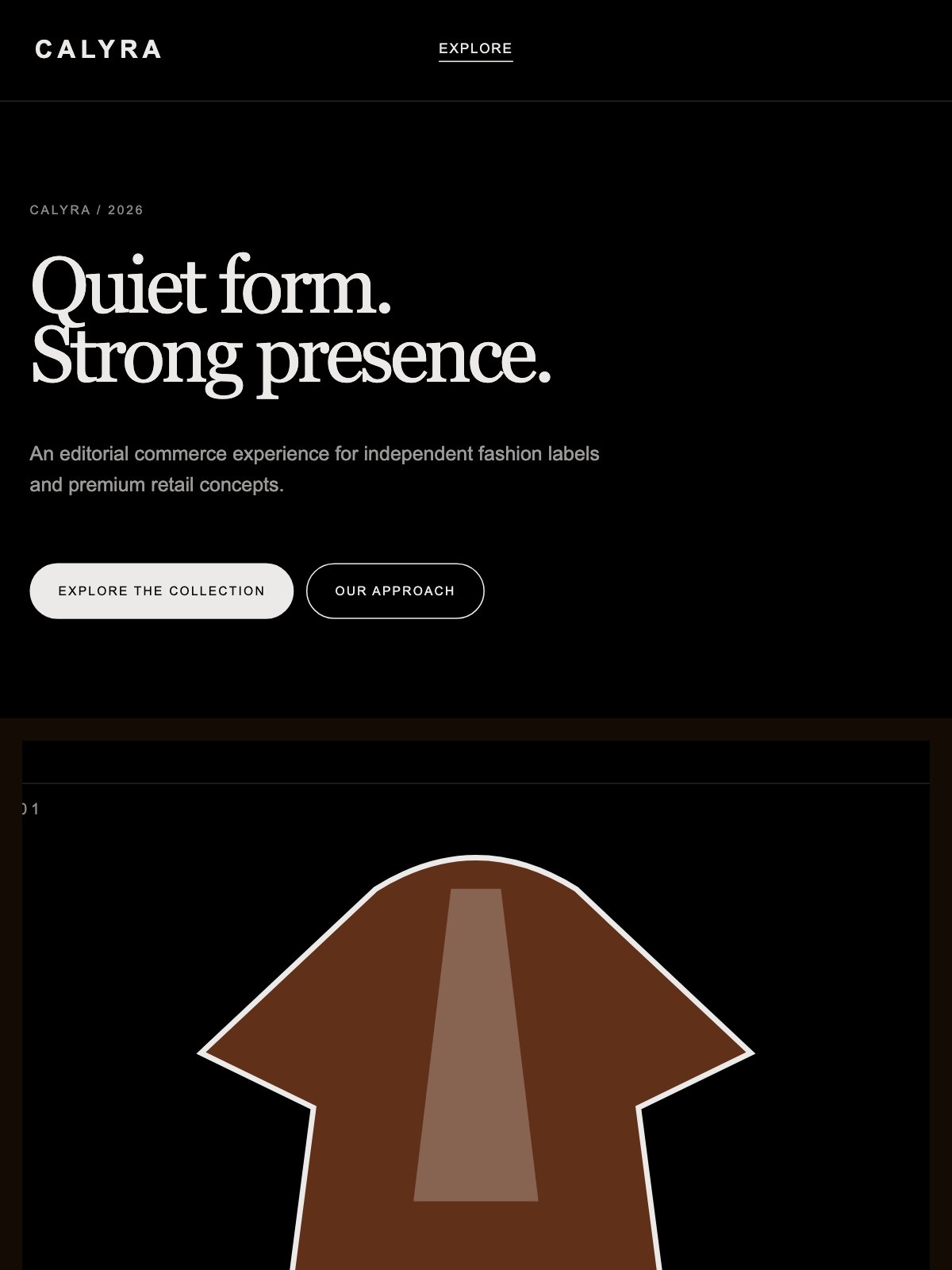 Screenshot reale di Satin su tablet: home del template