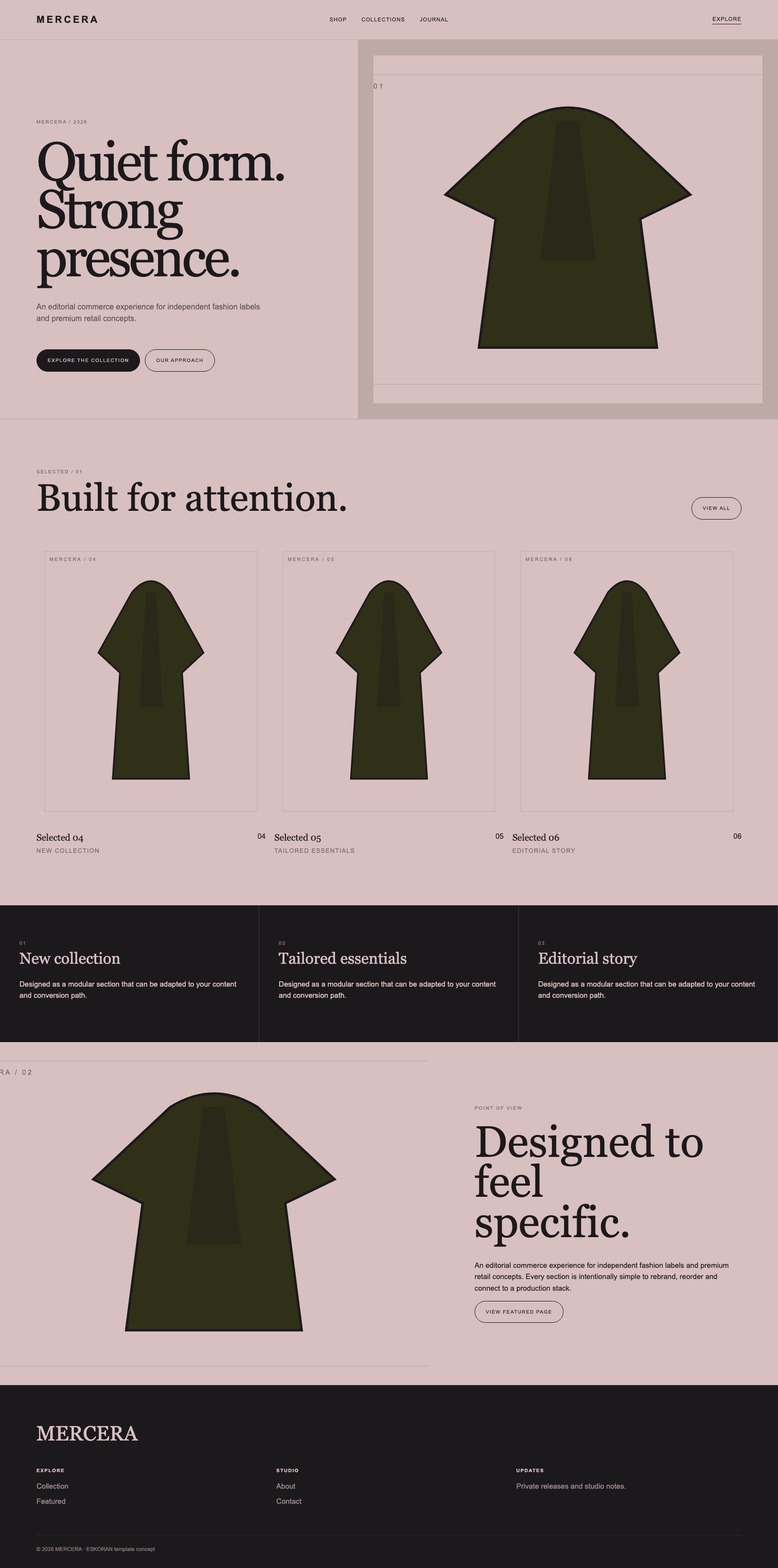 Screenshot reale di Silk: pagina intera del template, tema chiaro