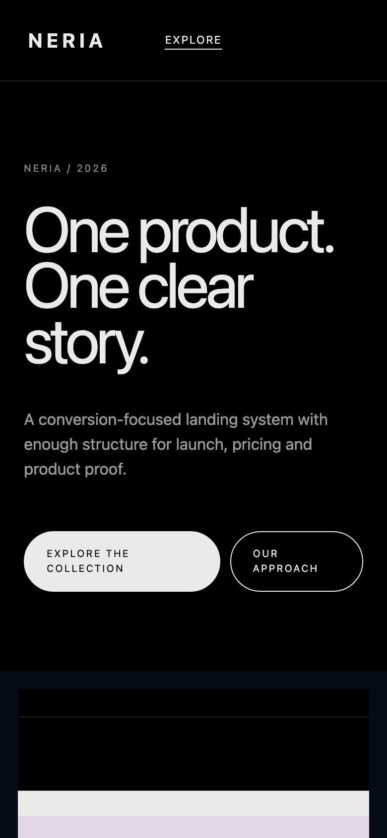 Screenshot reale di Spark su smartphone: home del template