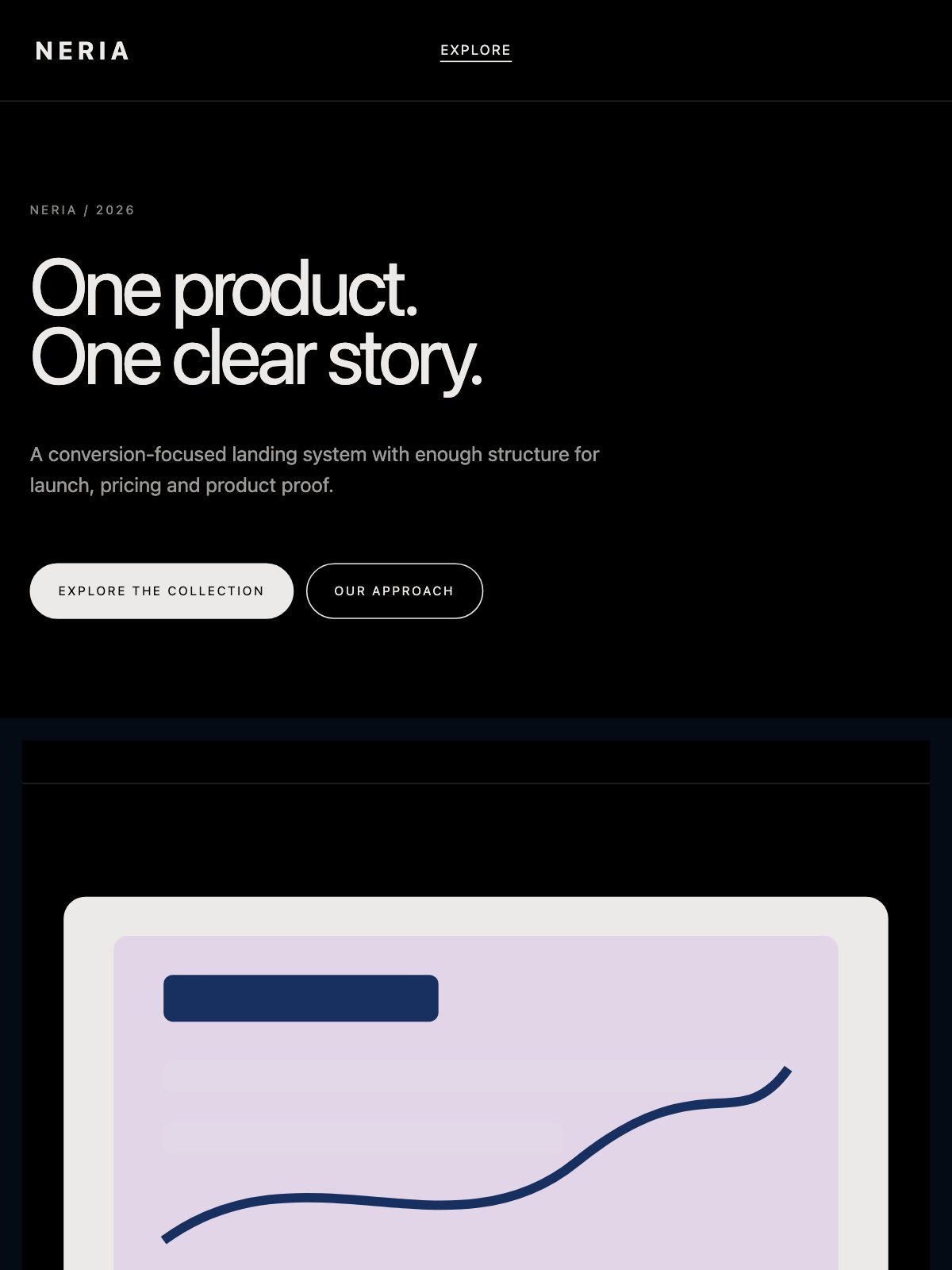 Screenshot reale di Spark su tablet: home del template