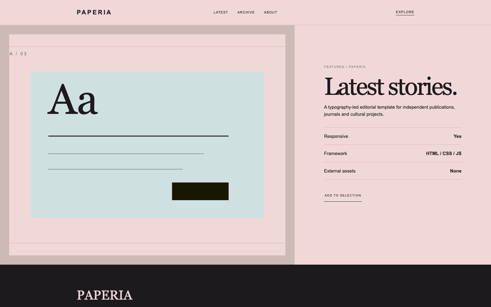 Screenshot reale di Story: pagina di dettaglio del template