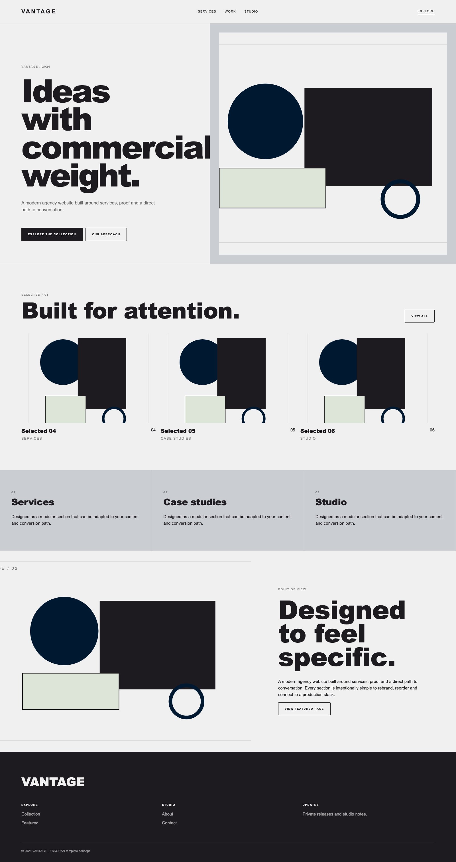 Screenshot reale di Summit: pagina intera del template, tema chiaro