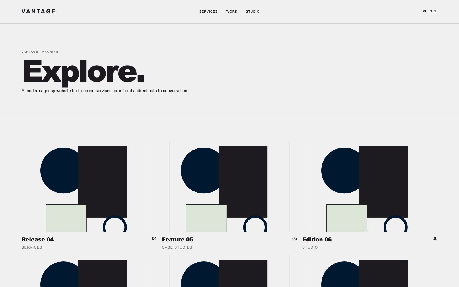 Screenshot reale di Summit: pagina elenco del template