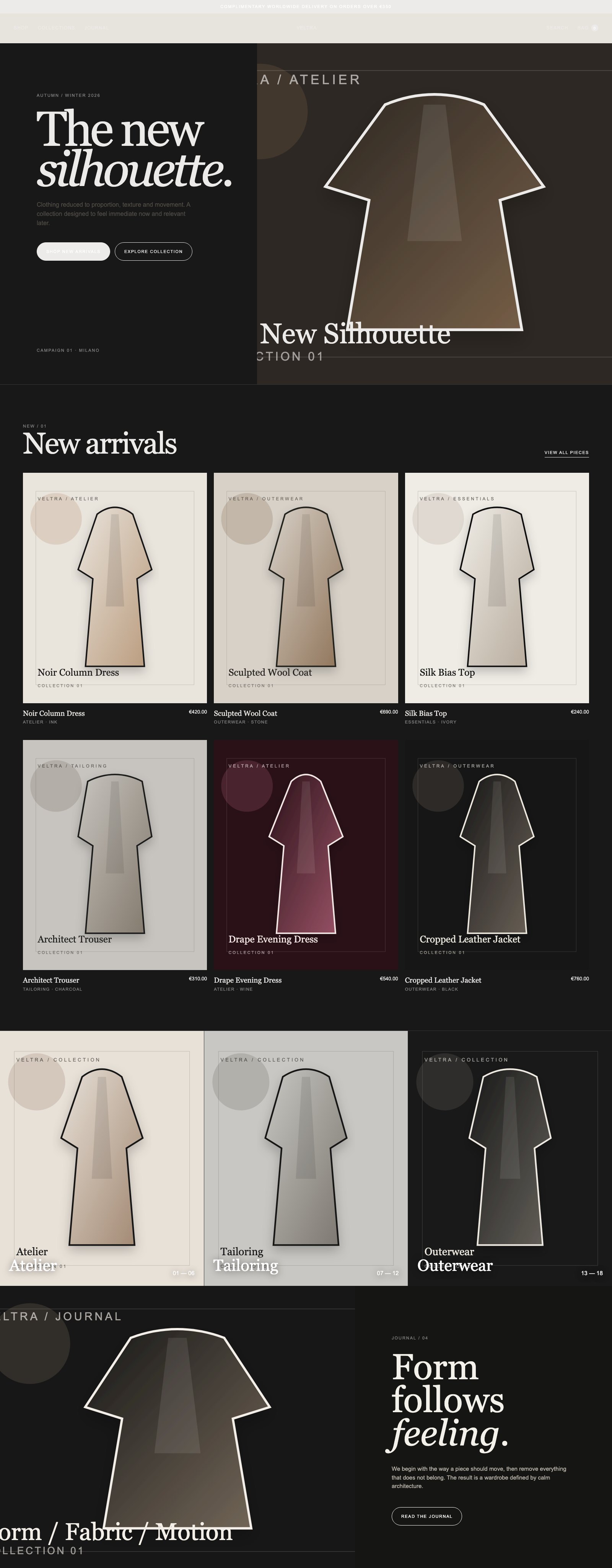 Screenshot reale di Thread: pagina intera del template, tema scuro