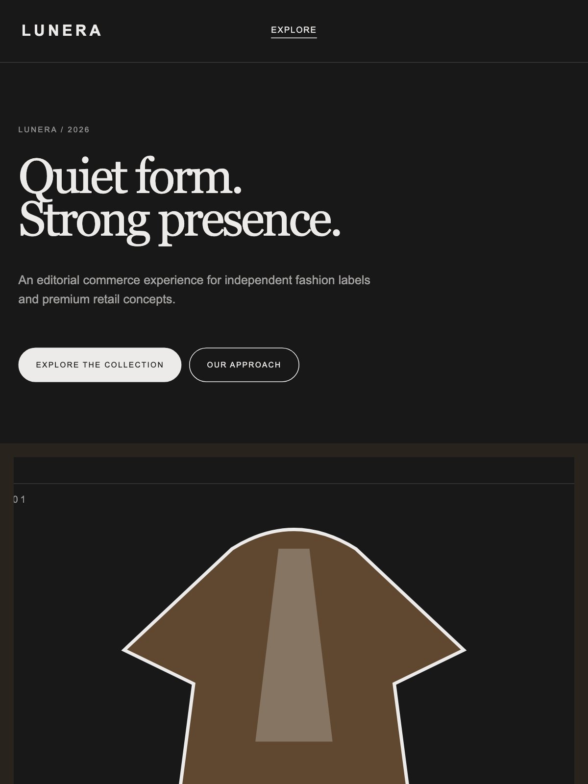 Screenshot reale di Tweed su tablet: home del template