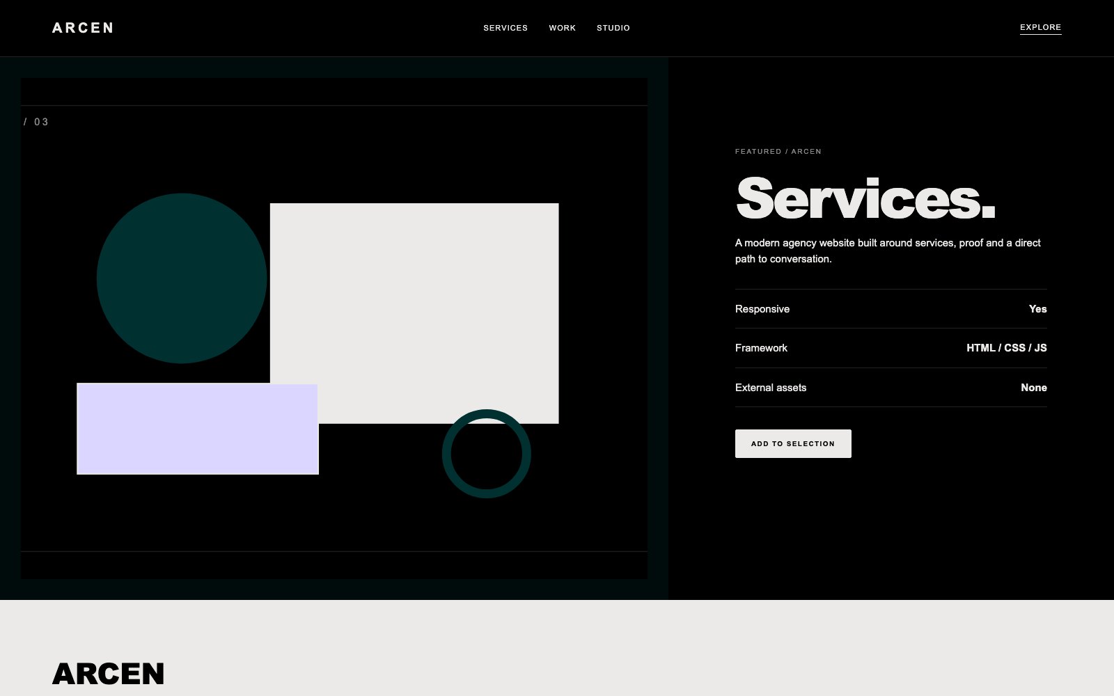 Screenshot reale di Vertex: pagina di dettaglio del template